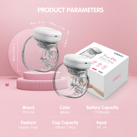 YOUHA Electric Breast Pump Wearable Hands Free Wearable Double Breast Cup BPA-free Rechargeable Comfort BreastfeedMilk Collector ► Photo 1/6