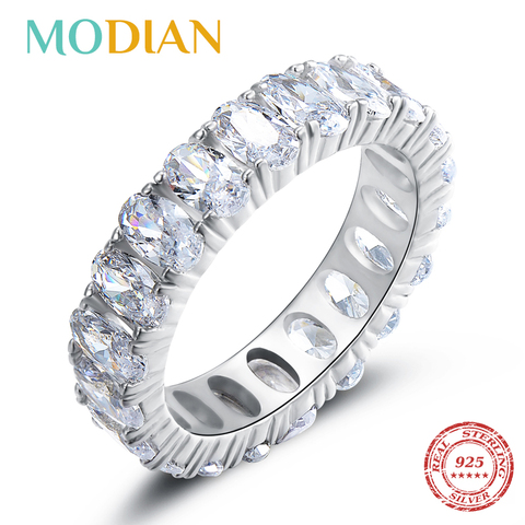 Modian New 100% 925 Sterling Silver Classic Oval Sparkling Finger Ring For Women Luxury AAAAA CZ Wedding Engagement Fine Jewelry ► Photo 1/5