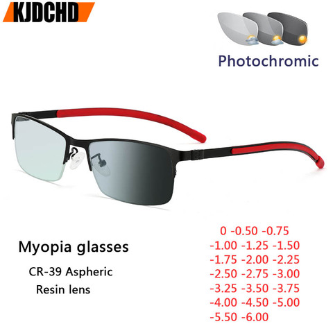 Titanium Alloy Photochromic Myopia Eyeglasses Women Men Prescription Spectacles Eyewear -0.5 -0.75 -1 -1.25 -1.5 -2 -2.5 -3 -3.5 ► Photo 1/6