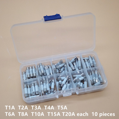 100PCS Ceramics Fuses Kit Slow Blow 5x20mm 1A 2A 3A 4A 5A 6A 8A 10A 15A 20A 250V 5*20 Protective Insurance Tube Set ► Photo 1/3