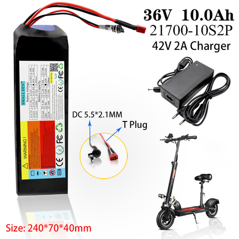 36V10A lithium battery pack 21700-10S2P universal +42V2A charger for scooter charging and discharging with the same port ► Photo 1/6