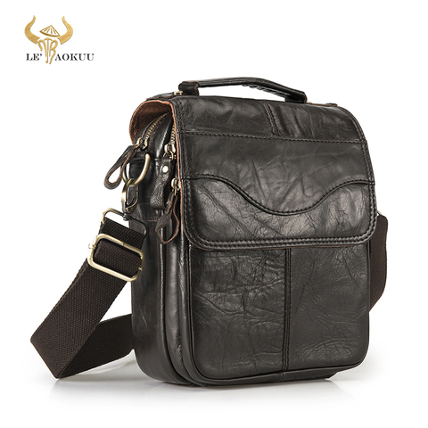 Quality Original Leather Male Casual Shoulder Messenger bag Cowhide Fashion Cross-body Bag 8