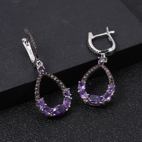 GEM'S BALLET Natural Amethyst Drop Earrings for Women 925 Sterling Silver Dangle Elegant Wedding Jewelry Bijoux 2022 New Brincos ► Photo 1/6