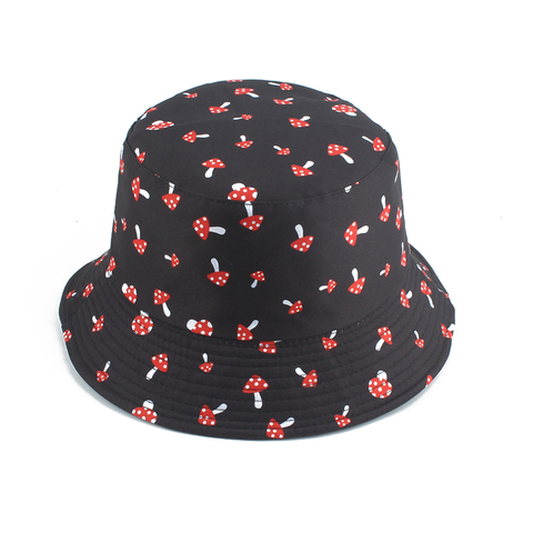 Unisex Mushroom Printed Foldable Panama Bucket Hat Beach Sun Hats Streetwear Fisherman Hat Outdoor Hip Hop Cap Men Woman Hat ► Photo 1/6