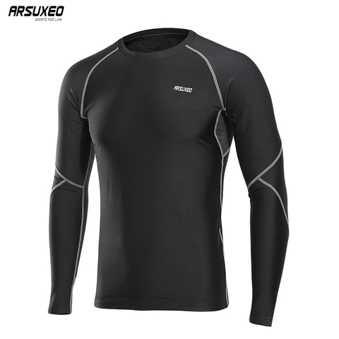 ARSUXEO Men Winter Compression Shirt Warm Up Fleece Gym Shirts  Long Sleeve Sportswear Running Tights Workout Shirt Dry Fit U81S ► Photo 1/6