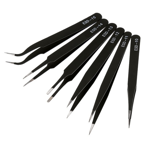 ESD Anti-Static Stainless Steel Tweezer Set Maintenance Repair Tool Kit Anti Static Model Making Tool Hand Tool Set 2 or 6 pcs ► Photo 1/6