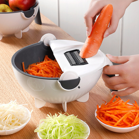 Multi Manual Slicer Rotate Vegetable Cutter With Drain Basket Multi-function Kitchen Veggie Shredder Grater Slicer Free Peeler ► Photo 1/4