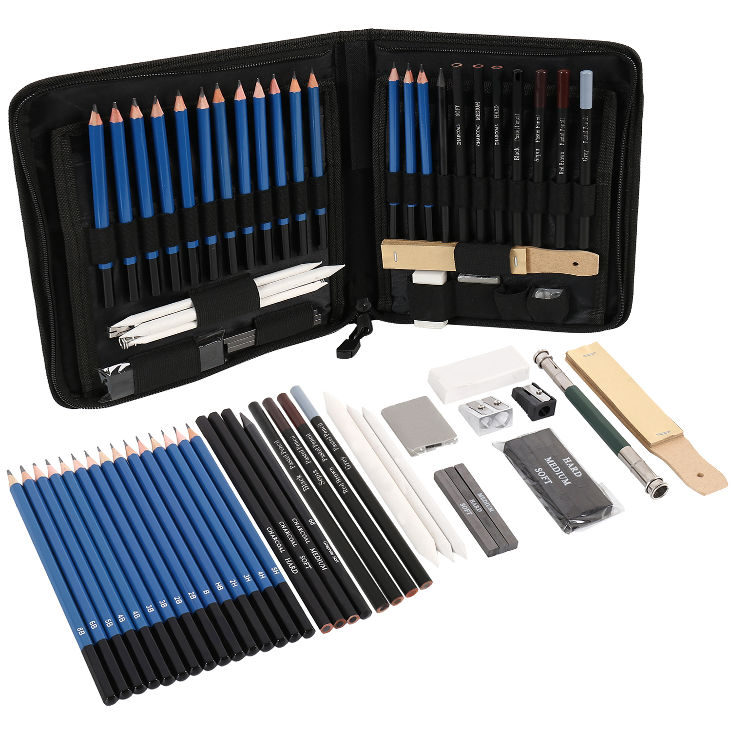 40Pcs Student Sketching Drawing Art Kit Wooden Pencil Storage Case Art Supplies
