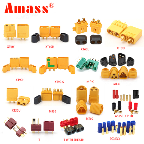 AMASS 10pcs XT60  XT90 XT60H XT60L XT60U  XT30U XT30PB XT90S T  EC3 EC5 AS150 XT150 MT30 MT60 MR30 MPX Plug For Lipo Battery ► Photo 1/6