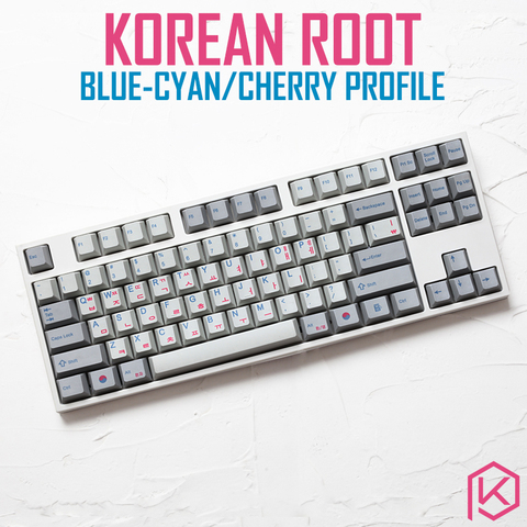 kprepublic 139 Korea Korean root font language letter Cherry profile blue cyan Dye Sub Keycap PBT gh60 xd60 xd84 tada68 87 104 ► Photo 1/4