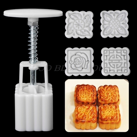 5Pcs Stamps 50g Square Flower Moon Cake Mold Mould Pastry Mooncake Hand DIY Tool Drop Shipping ► Photo 1/5