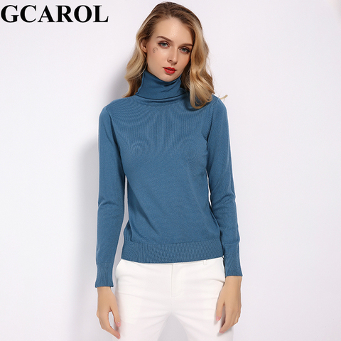 GCAROL Women 30% Wool Turtleneck Slim Sweater Fall Winter Jumper Render Knit Basic Pullover Solid Color OL Lady Knitted Tops 2XL ► Photo 1/6