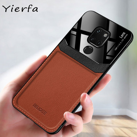 For Huawei Mate 20 Phone Case PU Leather Mirror Plexiglass Silicone Shockproof Bumper For Huawei Mate 10 20 30 Pro Back Cover ► Photo 1/6