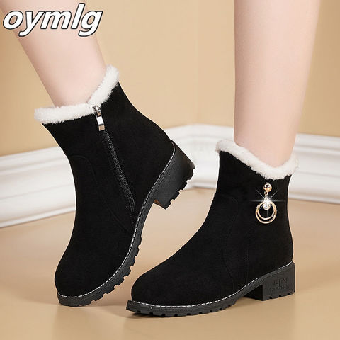 New Women Boots Winter outdoor keep Warm Fur Boots Waterproof Women's Snow Boots Thick heel with round head short boot 2022 ► Photo 1/6