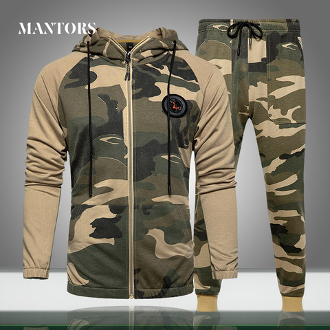 Men Sets Camouflage Casual Tracksuit 2022 Spring New Camo Jacket+Pants Sets Men's Sportswear Hooded Sweatshirt Sweatsuit Outdoor ► Photo 1/6