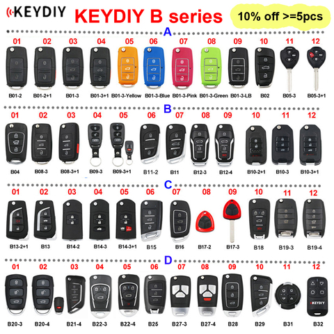 KEYDIY B series B01 B02 B04 B05 B11 B12 B15 B16 B18 B21-4 B22-4 B25 B27 B28 B29 B31 B32 remote control for KD900 KD-X2 mini KD ► Photo 1/6