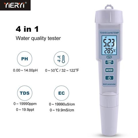 yieryi New TDS PH Meter PH/TDS/EC/Temperature Meter Digital Water Quality Monitor Tester for Pools, Drinking Water, Aquariums ► Photo 1/6