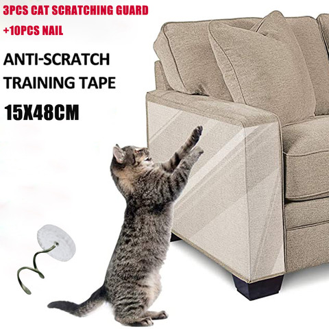 3PCS Pet Cat Scratch Deterrent Tape Double Anti-Scratch Tape Cat Couch Protectors Furniture Scratch Guards Sofa Protection Pads ► Photo 1/6