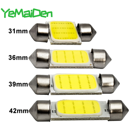 1x Festoon 31mm 36mm 39mm 41mm C5W C10W LED COB Bulb 12SMD 12V 7000K Car Interior Dome Reading Luggage Light Super Bright White ► Photo 1/6