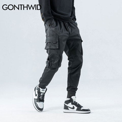 GONTHWID Side Zipper Pockets Cargo Harem Joggers Pants Men 2022 Hip Hop Casual Harajuku Streetwear Sweatpant Trousers Male Pants ► Photo 1/6