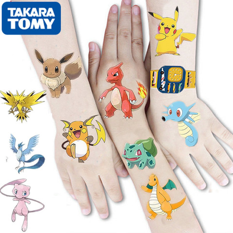 NEW Pokemon Original Tattoo Stickers Waterproof Cute Pikachu Sticker Funny Cartoon Kids Girls Christmas Birthday Gift reward Toy ► Photo 1/6