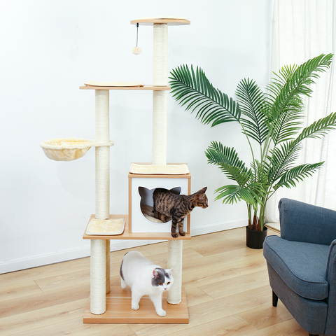 Fast Delivery Large Cat Tree Tower Condo cat scratcher Post Pet Kitty Play House with Hammock Perches Platform rascador gato ► Photo 1/6