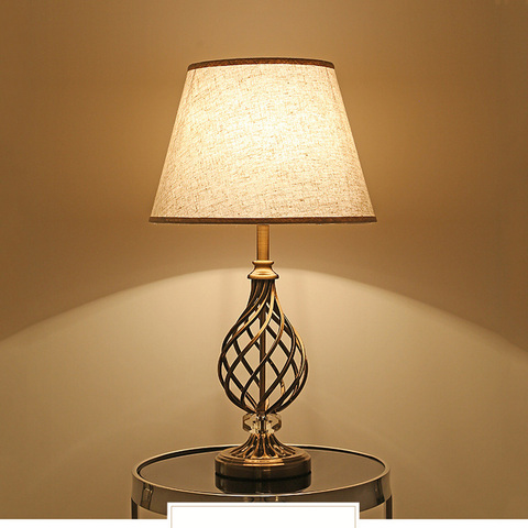 Chinese table light crystal lantern bedroom living room bedside light hotel office study desk lamp cloth E27 decoration light ► Photo 1/6
