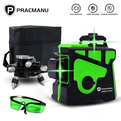 PRACMANU Green 12 Lines 3D Level Laser Level Self-Leveling  Vertical Cross Super Powerful Green 360 Horizontal Laser Level ► Photo 1/6