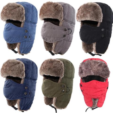 Connectyle Men's Warm Chunky Trapper Hat Removable Windproof Winter Russian Hats with Mask Ushanka Hat ► Photo 1/6