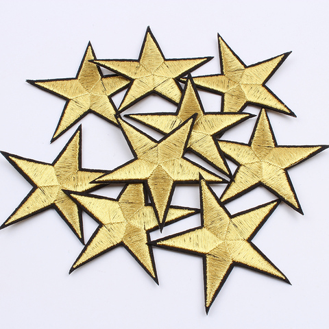 5pcs 7.2cm Big Gold Silver White Black Red Star Embroidered Patches for Clothing Iron on Appliques Jeans Shoes Clothes Sticker ► Photo 1/6