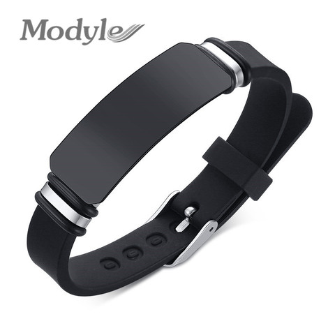 Modyle New Brand Fashion White Black Stainless Steel Silicone Medical Alert ID Custom Bracelets Engraving Wristband For Men ► Photo 1/6