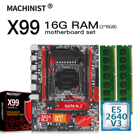 X99 motherboard set kit with Intel Xeon E5 2640 V3 LGA 2011-3 CPU 2*8GB(16GB) 2400MHz DDR4 ECC REG memory RAM MATX NVME M.2 SSD ► Photo 1/6