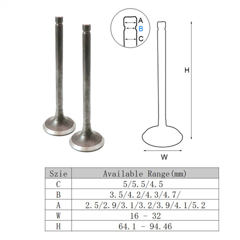 2pcs/set Motorcycle Cylinder Valve Intake Exhaust Valve for GY6 CG WH CB CH JY 50cc 80cc 100cc 110cc 125cc 150cc 139QMB 1P39QMB ► Photo 1/5