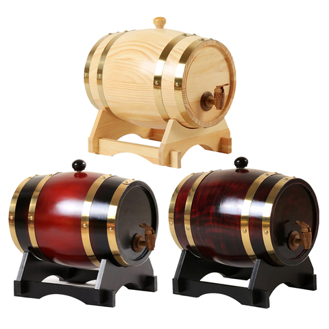 Retro 3L/1.5L Oak Wine Barrel Storage with Base For Whiskey Liquor Hotel Decoration ► Photo 1/6