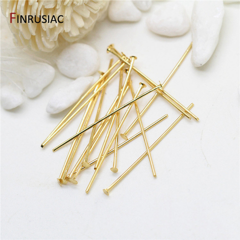 Supplies For Jewelry 14K Real Gold Plated Flat Head Pins DIY Jewellery Making Components 50pcs/lot Promotion ► Photo 1/3