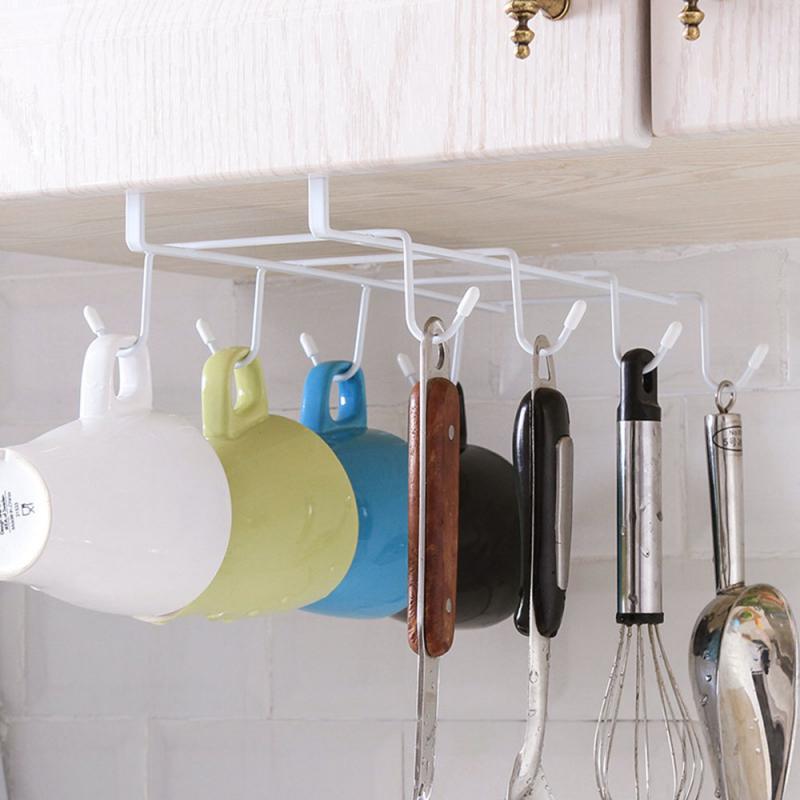 Buy Online Double 8 Hooks Mug Coffee Cup Under Shelf Metal Hanger Storage Rack Kitchen Cupboard Holders Paper Holders Kitchen Accessories Alitools