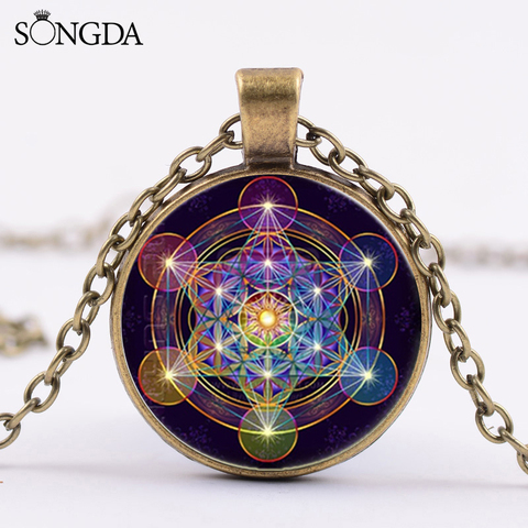 Greece Sacred Geometry Metatron Cube Necklace Chic Flower of Life Chakra Spiritual Pendant Necklace Magic Hexagram Choker ► Photo 1/5