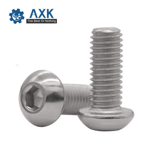 AXK 10pcs/lot 304 stainless steel cap screws M6*10-M6*80 Semicircle hexagon head bolt mushroom head SZ122-5 ► Photo 1/5