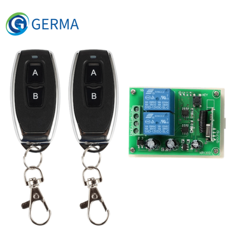 GERMA  2 CH RF 433 Mhz Remote Transmitter + 433Mhz Universal Wireless Remote Control Switch DC 12V 2CH RF Relay Receiver Module ► Photo 1/6
