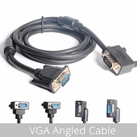 90° VGA Monitor Right & Left & Up & Down Angle Male to Straight Male Adapter Cable ,Gooseneck Type Angled VGA Monitor Cable ► Photo 1/6