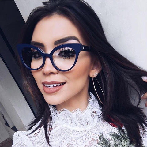 Woman Optical Eyeglasses Metal Legs and Acetate Rim Spectacles for Women Prescription Eyewear Glasses Frame Cat-Eye Style ► Photo 1/6