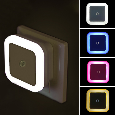 EU US Plug LED Night Light Mini Square Light Sensor Control Nightlight Lamp For Children Kids Living Room Bedroom Lighting ► Photo 1/6
