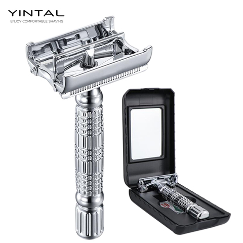 1 Blade + 1 Razor Safety Razor Chrome Alloy  With Packing Sliver Unscrew Double Edge Turret Manual Shaving Razor ► Photo 1/1