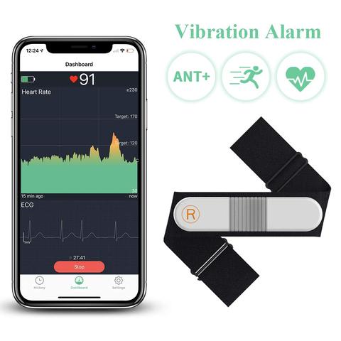 Bluetooth Heart Rate Monitor Chest Strap with Alarm, ANT+ Waterproof Fitness Tracker Wireless EKG/ECG Recorder Wellue VisualBeat ► Photo 1/6