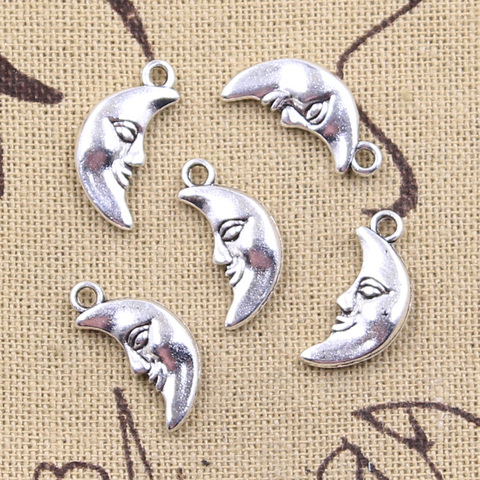 12pcs Charms Moon Face 19x9mm Antique Silver Color Pendants Making DIY Handmade Tibetan Finding Jewelry ► Photo 1/2
