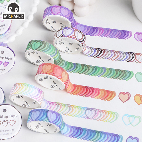 Mr.Paper 100pcs/Roll Love heart shape Tape Washi Tape Decorative Adhesive Tape DIY Scrapbooking Sticker Label Masking Tape ► Photo 1/4
