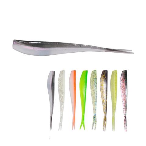 4-8pcs/lot Soft Fishing Bait With Forked Tail 7/10cm Fishing Worm Bait Lacquer Long Tail Double Color Silicone Fishing Worm Bait ► Photo 1/6