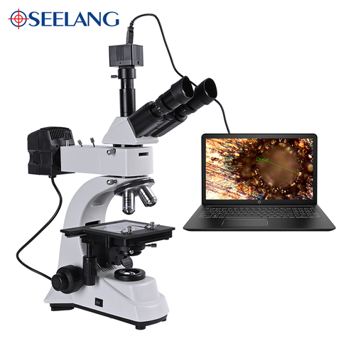 Trinocular HD Metallographic Microscope 5MP USB eyepiece Metal Mineral  LCD Chip Reflected Light  Stereo Biological 2 uses ► Photo 1/6