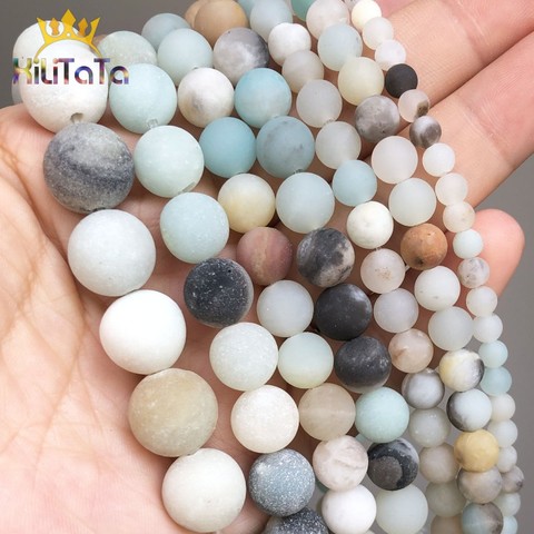 Natural Stone Dull Polish Matte Amazonite Round Beads For Jewelry Making DIY Bracelet Earrings Accessories 15'' 4/6/8/10/12mm ► Photo 1/6