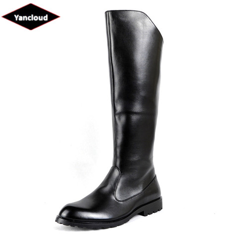 New 2022 Spring Fall  Knee High Military Boots Men Artificial Leather Motorcycle Boots Men's Long Riding Boot ► Photo 1/6